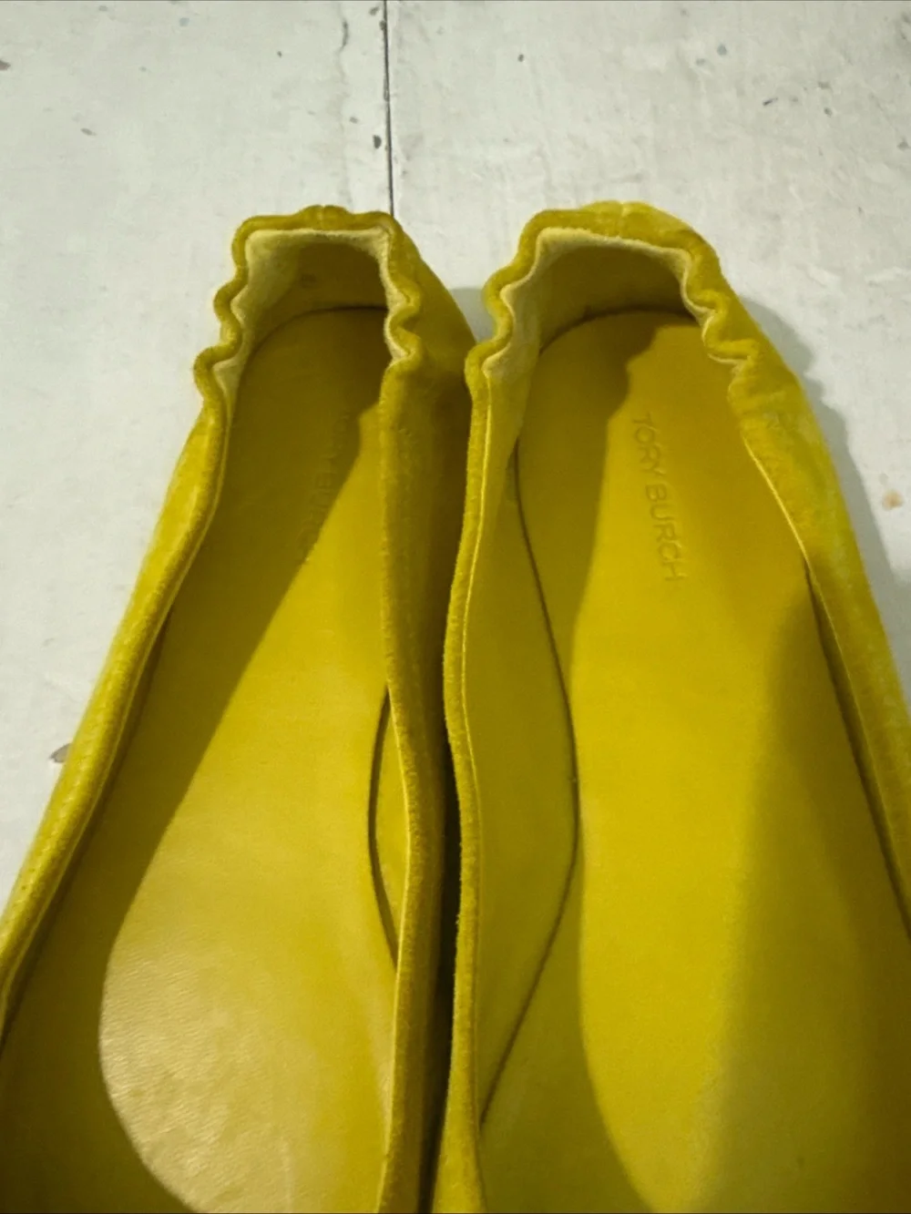 Tory Burch Canary Yellow Leather Minnie Travel Ballet Flats - Sz. 8
